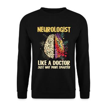 Neurologe Genie – Viel klüger - Unisex Pullover - Schwarz - Vorne - Alina (178cm) & Michal (187cm)