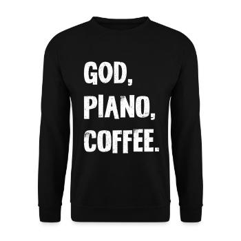 GOD PIANO COFFEE Typography - Unisex Sweatshirt - black - Front - Alina (178cm) & Michal (187cm)