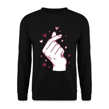 Kpop Koreanische Musik Niedliche Finger Herz Liebe Korea - Unisex Pullover - Schwarz - Vorne - Alina (178cm) & Michal (187cm)