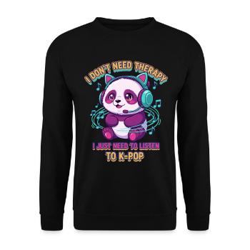 Je n’ai pas besoin de thérapie, j’ai juste besoin d’écouter de la K-pop - Sweat-shirt Unisexe - noir - Devant - Alina (178cm) & Michal (187cm)