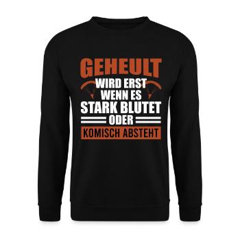 Gleitschirm GEHEULT WIRD ERST WENN ES BLUTET - Unisex Pullover - Schwarz - Vorne - Alina (178cm) & Michal (187cm)