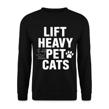Lift Heavy Cats – Powerful cat motif - Unisex Sweatshirt - black - Front - Alina (178cm) & Michal (187cm)