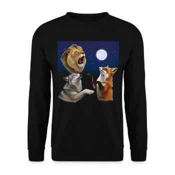 Wolf, fox and lion howl at the moon animals - Unisex Sweatshirt - black - Front - Alina (178cm) & Michal (187cm)