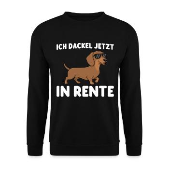 Renteneintritt Ich dackel jetzt in Rente - Unisex Pullover - Schwarz - Vorne - Alina (178cm) & Michal (187cm)
