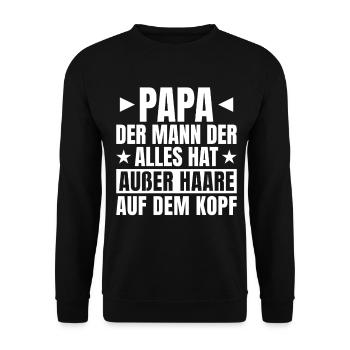 Papa chauve qui dit la fête des pères - Sweat-shirt Unisexe - noir - Devant - Alina (178cm) & Michal (187cm)
