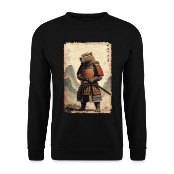 Samurai, Capybara, Japanische Kunst, Anime - Unisex Pullover - Schwarz - Vorne - Alina (178cm) & Michal (187cm)