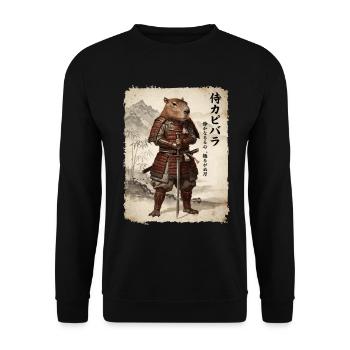 Samurai, Capybara, Japanische Kunst, Anime - Unisex Pullover - Schwarz - Vorne - Alina (178cm) & Michal (187cm)