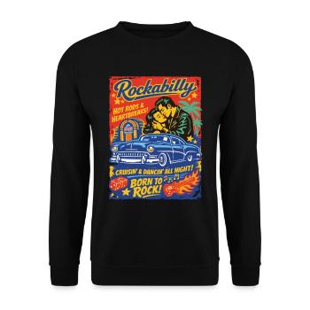  Rockabilly Vintage 50s Rock & Roll | Born to rock - Unisex Pullover - Schwarz - Vorne - Alina (178cm) & Michal (187cm)