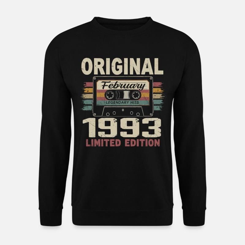 Februar 1993, Februar 1993 Geburtstagsgeschenk - Unisex Pullover - Schwarz
