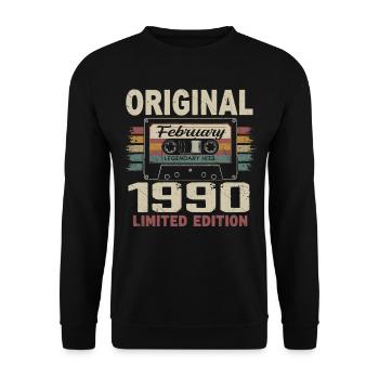 Février 1990, Cadeau d'Anniversaire février 1990 - Sweat-shirt Unisexe - noir - Devant - Alina (178cm) & Michal (187cm)