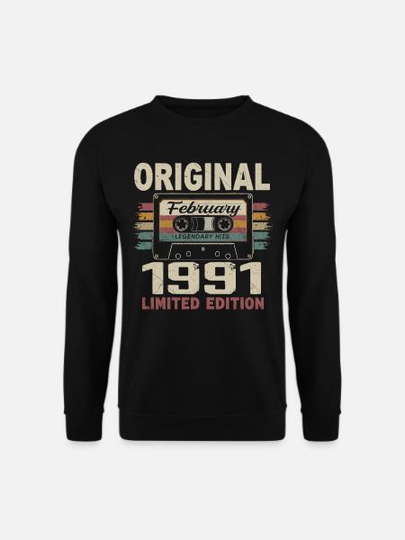 Février 1991, Cadeau d'Anniversaire février 1991 - Sweat-shirt Unisexe - noir
