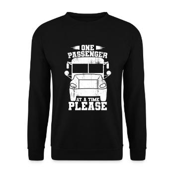 One Passenger at a Time Please - Unisex Sweatshirt - black - Front - Alina (178cm) & Michal (187cm)