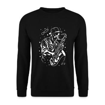 Saxophone Grandpa - Unisex Sweatshirt - black - Front - Alina (178cm) & Michal (187cm)