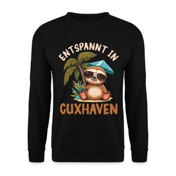 Nordsee Urlaub ENTSPANNT IN CUXHAVEN Lustig - Unisex Pullover - Schwarz - Vorne - Alina (178cm) & Michal (187cm)