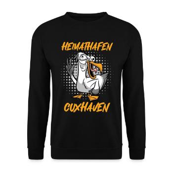 Nordsee Urlaub HEIMATHAFEN CUXHAVEN Lustig - Unisex Pullover - Schwarz - Vorne - Alina (178cm) & Michal (187cm)