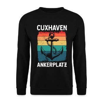 North Sea Holiday CUXHAVEN ANCHORAGE Fun - Unisex Sweatshirt - black - Front - Alina (178cm) & Michal (187cm)