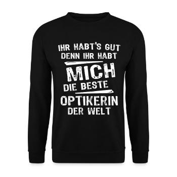 optician - Unisex Sweatshirt - black - Front - Alina (178cm) & Michal (187cm)
