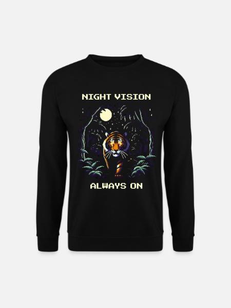 Nachtsicht immer an | Tiger Nacht Wildlife - Unisex Pullover - Schwarz
