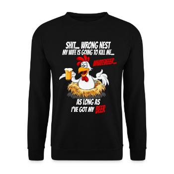 Beer Tap in the Nest Cartoon Shirt - Unisex Sweatshirt - black - Front - Alina (178cm) & Michal (187cm)