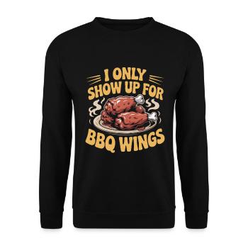 BBQ Wings Sports Evening Snack Motif - Unisex Sweatshirt - black - Front - Alina (178cm) & Michal (187cm)