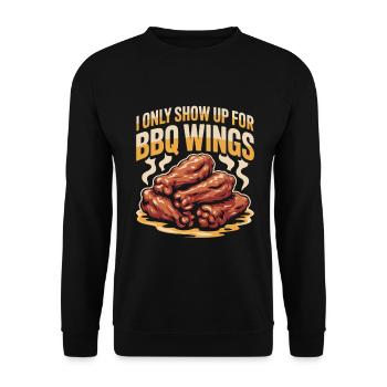 BBQ Wings Sports Evening Snack Motif - Unisex Sweatshirt - black - Front - Alina (178cm) & Michal (187cm)