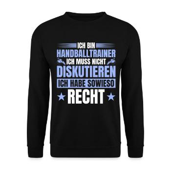 Handballtrainer Muss nicht Diskutieren - Unisex Pullover - Schwarz - Vorne - Alina (178cm) & Michal (187cm)