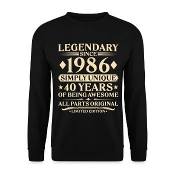 1986 Vintage Born Unique 40th Birthday - Unisex Sweatshirt - black - Front - Alina (178cm) & Michal (187cm)