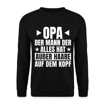 Grandpa with Bald Saying Father's Day - Unisex Sweatshirt - black - Front - Alina (178cm) & Michal (187cm)