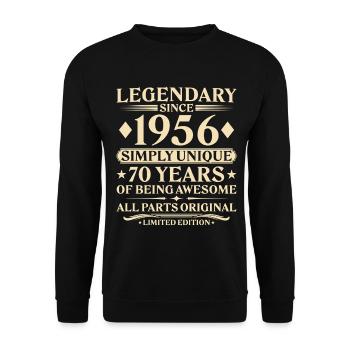 1956 Naissance unique 70e anniversaire - Sweat-shirt Unisexe - noir - Devant - Alina (178cm) & Michal (187cm)