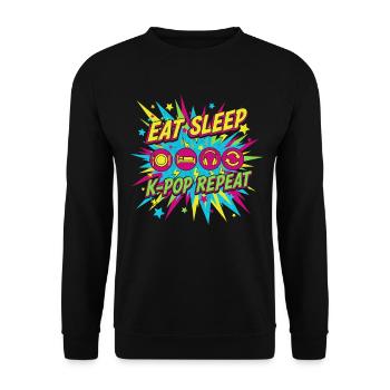 Eat Sleep K-Pop Repeat Korean Music Cute Kpop Fans - Unisex Sweatshirt - black - Front - Alina (178cm) & Michal (187cm)