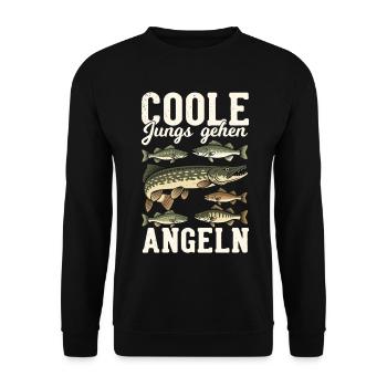 Pêcheur pêcheur pêcheur Poisson drôle de pêcheur disant - Sweat-shirt Unisexe - noir - Devant - Alina (178cm) & Michal (187cm)