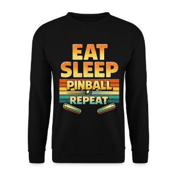Pinball Flipperspieler Eat Sleep Pinball - Unisex Pullover - Schwarz - Vorne - Alina (178cm) & Michal (187cm)