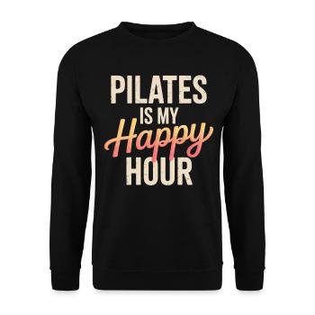 Pilates ist meine Happy Hour - Unisex Pullover - Schwarz - Vorne - Alina (178cm) & Michal (187cm)