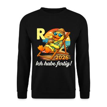 Rente 2026 Pension Lustige Ente Ruhestand - Unisex Pullover - Schwarz - Vorne - Alina (178cm) & Michal (187cm)