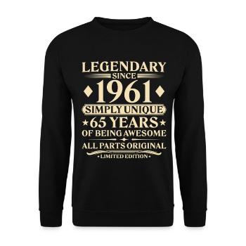 1961 Born Unique 65th Birthday - Unisex Sweatshirt - black - Front - Alina (178cm) & Michal (187cm)