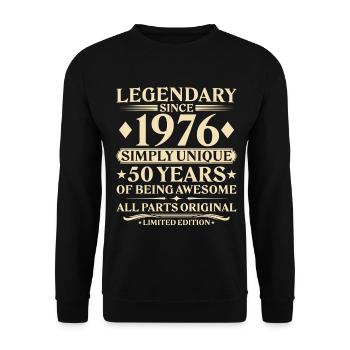 1976 Naissance unique 50e anniversaire - Sweat-shirt Unisexe - noir - Devant - Alina (178cm) & Michal (187cm)
