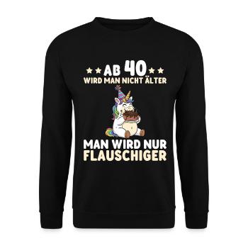 Licorne pour les 40 ans – On devient encore plus duveteux - Sweat-shirt Unisexe - noir - Devant - Alina (178cm) & Michal (187cm)
