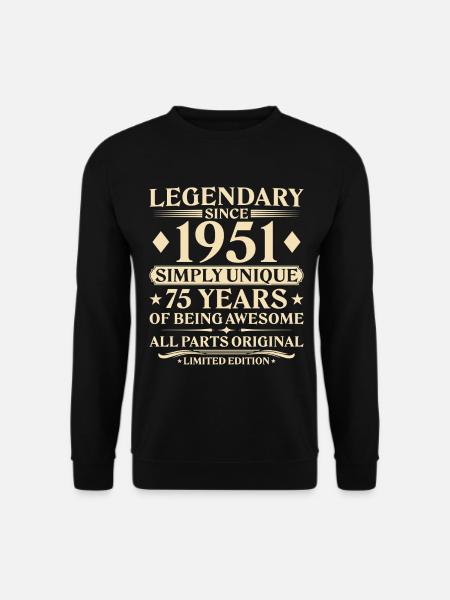 1951 Vintage Born Unique 75th Birthday - Unisex Sweatshirt - black