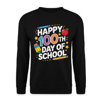100th Day of School Neon Design - Unisex Sweatshirt - black - Front - Alina (178cm) & Michal (187cm)
