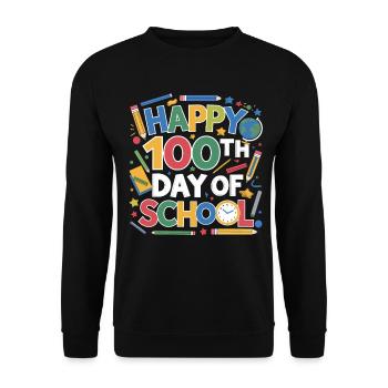 100th Day School Celebration - Unisex Pullover - Schwarz - Vorne - Alina (178cm) & Michal (187cm)