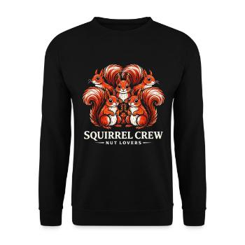 Squirrel Crew - Nut Lovers Eichhörnchen Gang - Unisex Pullover - Schwarz - Vorne - Alina (178cm) & Michal (187cm)