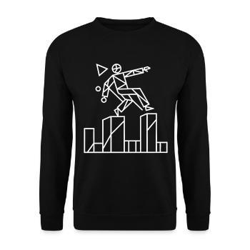 Parkour Runner Geometric Line Art - Unisex Pullover - Schwarz - Vorne - Alina (178cm) & Michal (187cm)