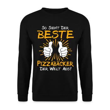Pizzabäcker Geschenkidee - Unisex Pullover - Schwarz - Vorne - Alina (178cm) & Michal (187cm)