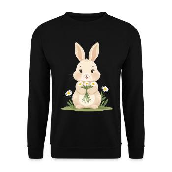 Lapin délicat avec des marguerites - Sweat-shirt Unisexe - noir - Devant - Alina (178cm) & Michal (187cm)