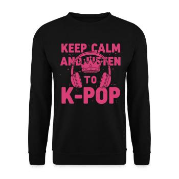 Restez calme et écoutez la musique coréenne K-Pop - Sweat-shirt Unisexe - noir - Devant - Alina (178cm) & Michal (187cm)