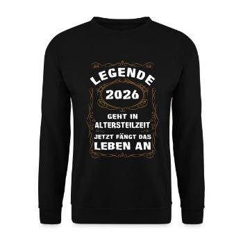 Legende 2026 Altersteilzeit - Unisex Pullover - Schwarz - Vorne - Alina (178cm) & Michal (187cm)