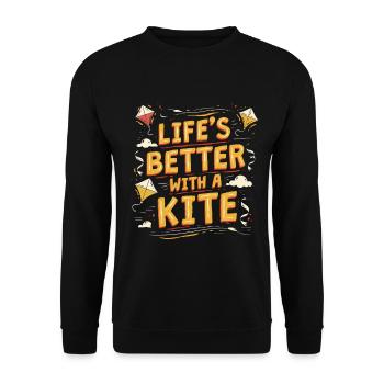 La vie avec un cerf-volant est meilleure avec un cerf-volant - Sweat-shirt Unisexe - noir - Devant - Alina (178cm) & Michal (187cm)