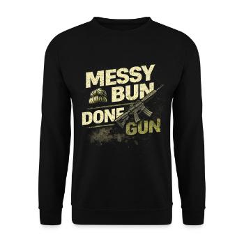 Soldat Soldat, Femme, Pain en désordre, arme à feu - Sweat-shirt Unisexe - noir - Devant - Alina (178cm) & Michal (187cm)