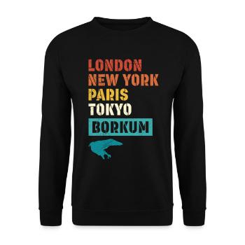 Vacances en mer du Nord LONDRES NEW YORK PARIS BORKUM - Sweat-shirt Unisexe - noir - Devant - Alina (178cm) & Michal (187cm)