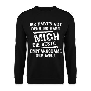 Receptionist - Unisex Sweatshirt - black - Front - Alina (178cm) & Michal (187cm)